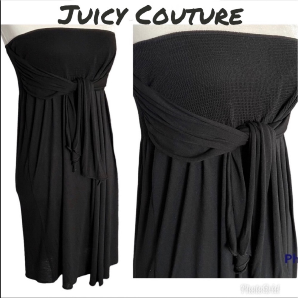 Juicy Couture Black Tie Front Strapless Dress Size Petite (Small)